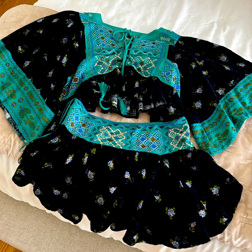 Free People embroidered short set